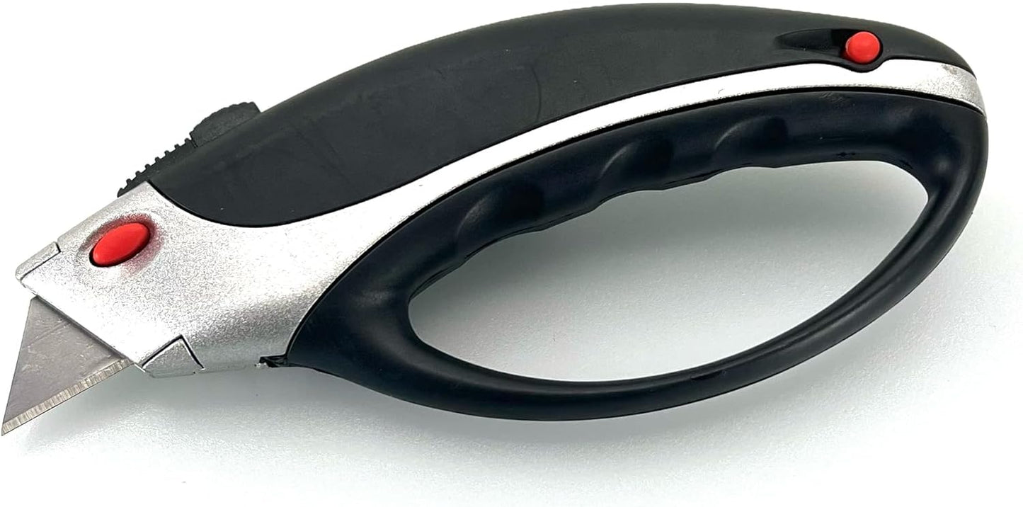Retractable Utility Knife w/ Hand Guard - Features Extra Blade Storage & Knuckle Protection - EP-285
