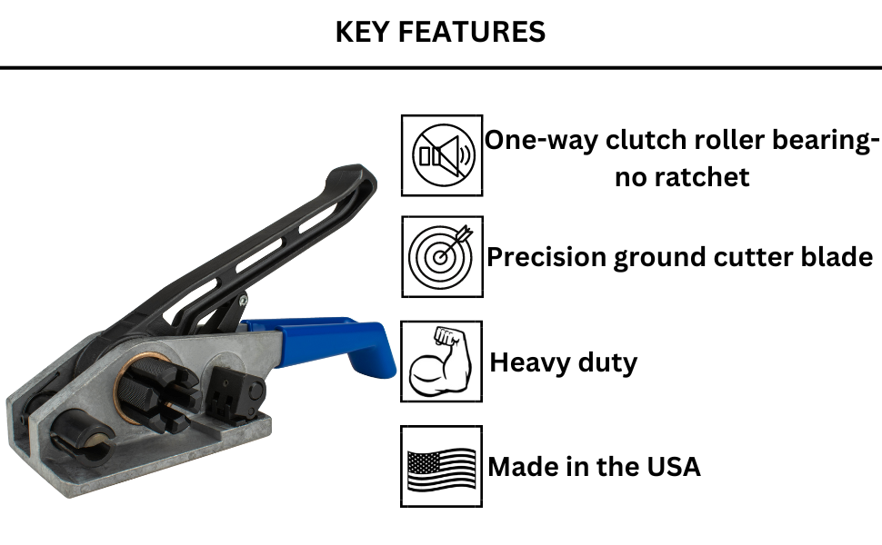 Heavy Duty Poly Strapping Tensioner - from 1/2" up to 3/4" Polypropylene & Polyester (PET) - EP-1150 - Made in USA