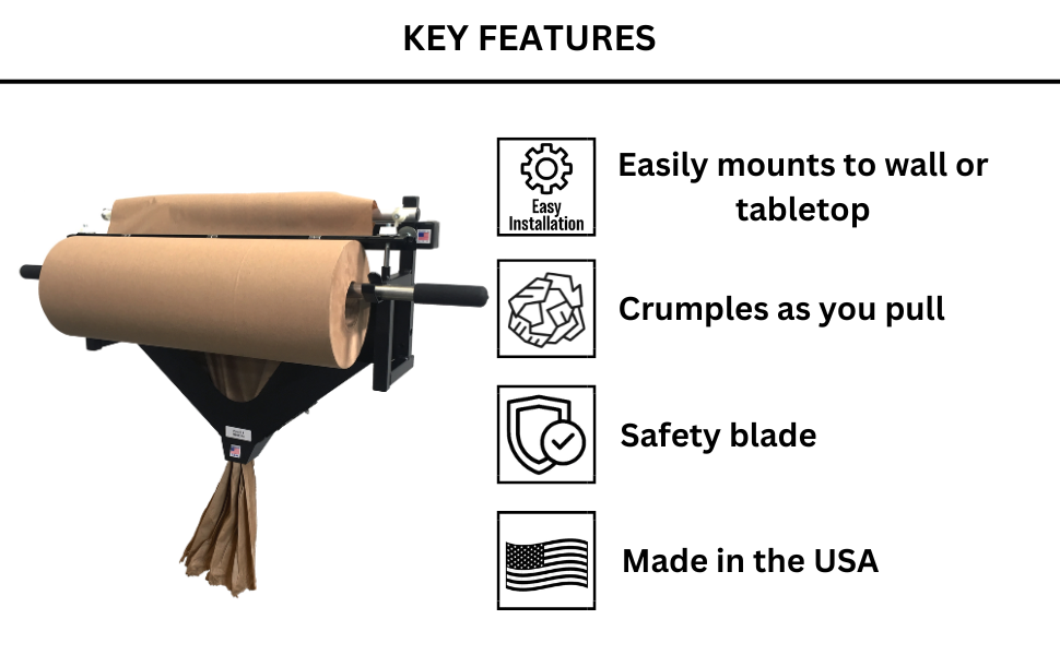 24" Kraft Paper Crumpler - Wall Mount & Bench-top Void Fill Dispenser - Made in USA- EP-5955