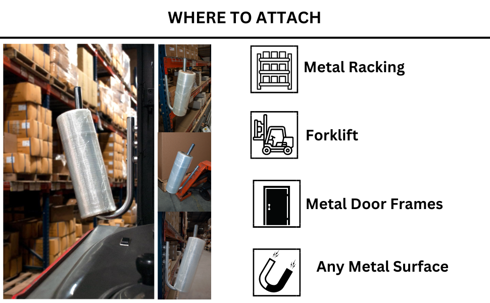 Stretch Wrap Holder w/High-Strength Magnets - Fits up to 20" Stretch Film - Rack Mountable - Made in USA- EP-770