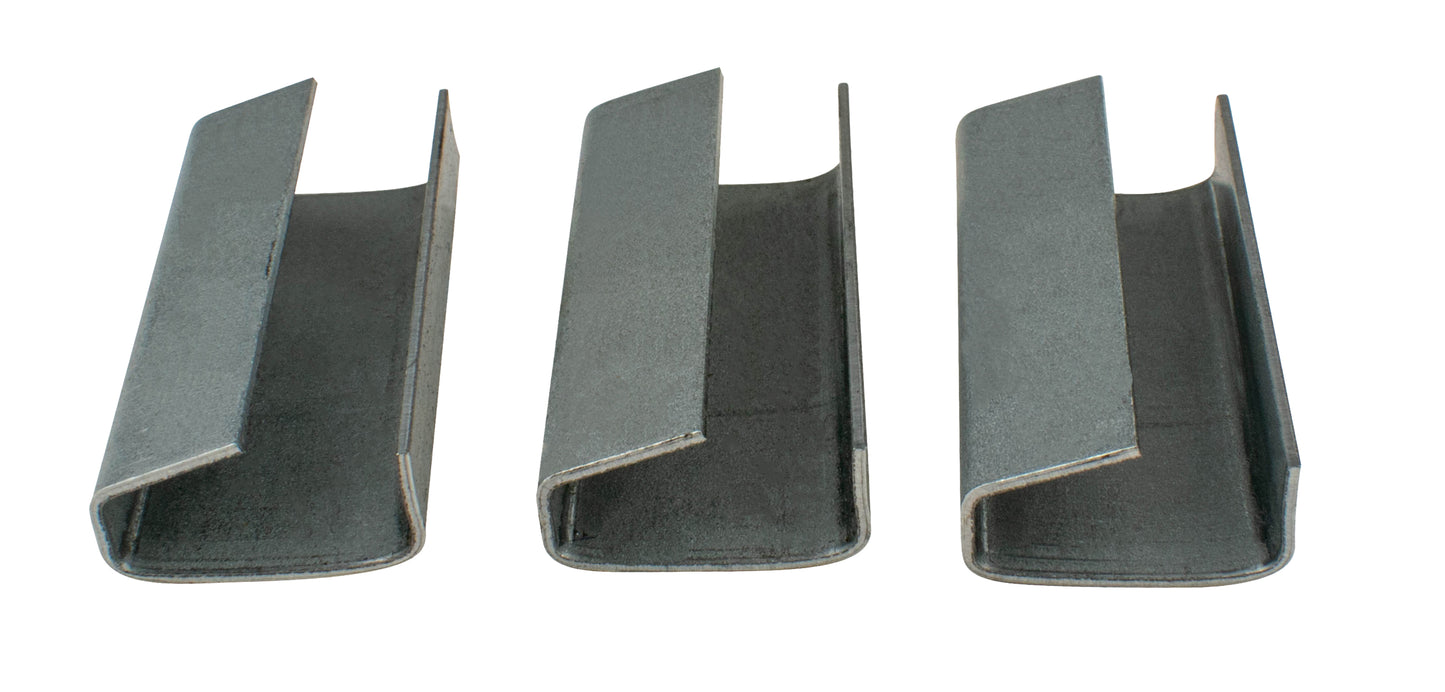 (1,000) 1/2" Open Plastic Strapping Seals for Polypropylene or Polyester Strap - Snap On - P12SO2