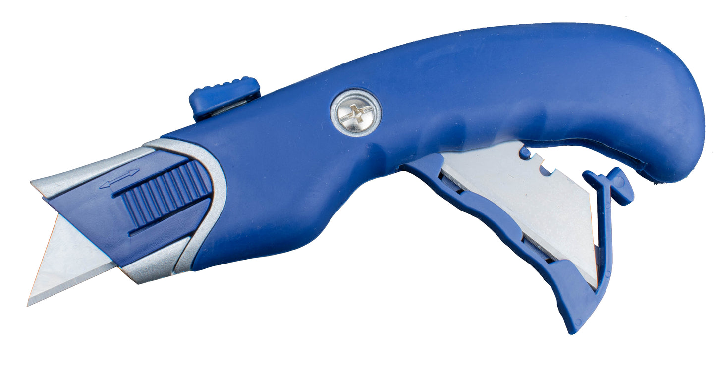 Auto-Retracting Utility Knife w/Ergonomic Comfort Grip & Blade Storage - Quick Blade Change - EP-250