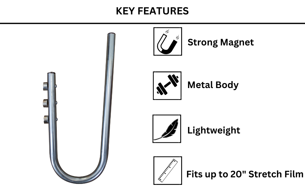 Stretch Wrap Holder w/High-Strength Magnets - Fits up to 20" Stretch Film - Rack Mountable - Made in USA- EP-770